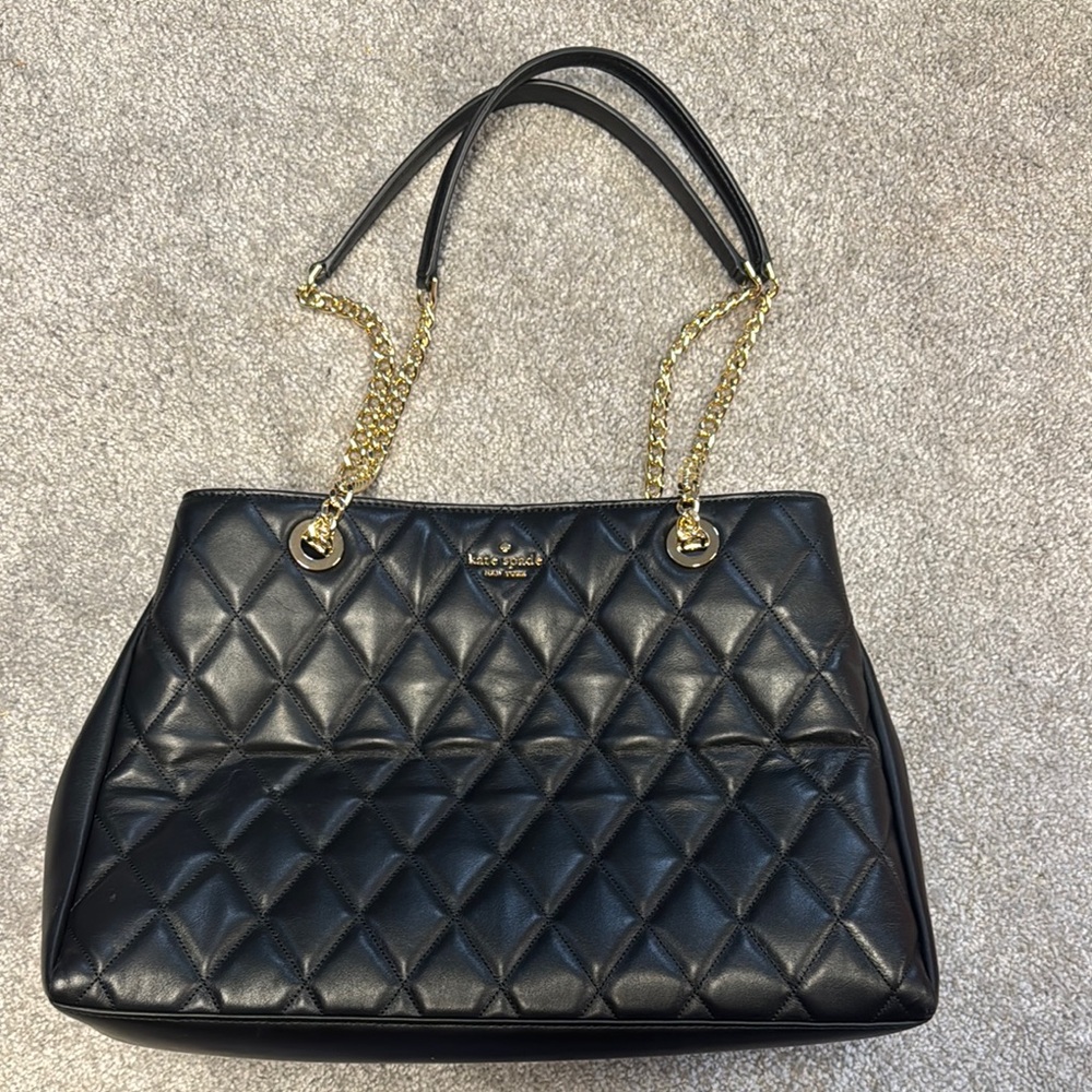 Kate Spade Black and Gold Quilted Shoulder Bag